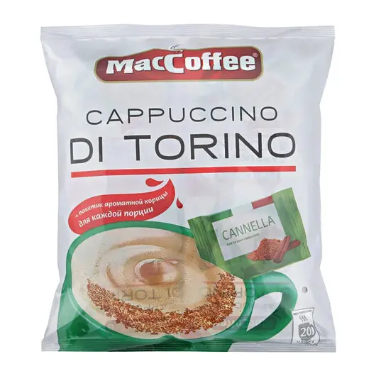 Кофе растворимый MacCoffee &quot;Cappuccino di Torino с корицей&quot;, КОМПЛЕКТ 20 пакетиков по 25г, ш/к02257, 102156, фото 2