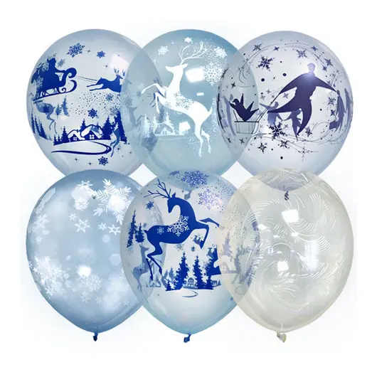 Воздушные шары,   25шт., М12/30см, ПатиБум &quot;Кристалл Bubble. Зимняя сказка&quot;, ассорти, европодвес, фото 1