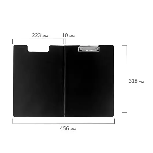 Папка-планшет STAFF, А4 (318х228 мм), с прижимом и крышкой, картон/ПВХ, ЧЕРНАЯ, 229557, фото 6