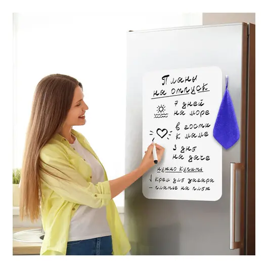 Доска на холодильник магнитно-маркерная 58х36 см с маркером, магнитом и салфеткой, BRAUBERG, 237848, фото 3