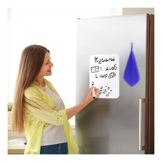 Доска на холодильник магнитно-маркерная 30х21 см с маркером, магнитом и салфеткой, BRAUBERG, 237846, фото 3