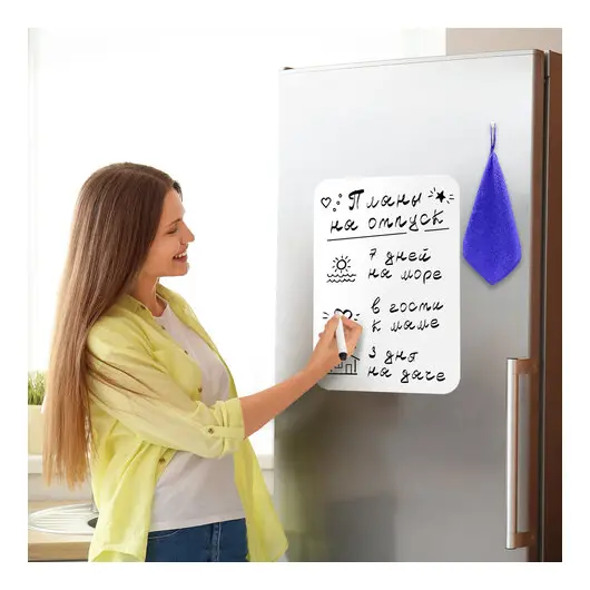 Доска на холодильник магнитно-маркерная 42х30 см с маркером, магнитом и салфеткой, BRAUBERG, 237847, фото 3