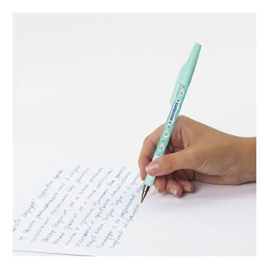Ручка шариковая ЮНЛАНДИЯ &quot;GLAMOUR CAT&quot;, синяя, SOFT TOUCH покрытие, узел 0,7 мм, линия письма 0,35 мм, 143734, фото 9