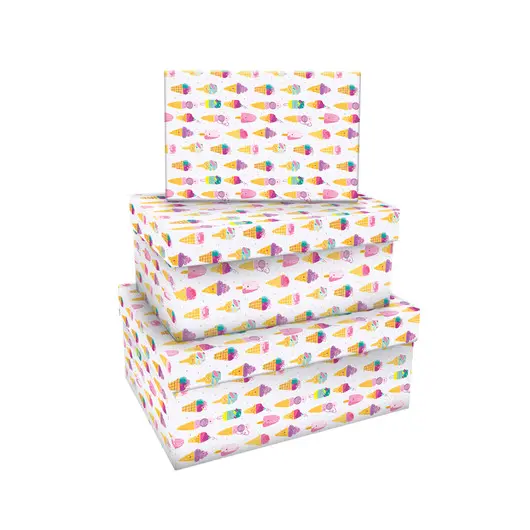 Набор прямоугольных коробок 3в1, MESHU &quot;Ice creams&quot;, (19*12*7,5-15*10*5см), фото 1