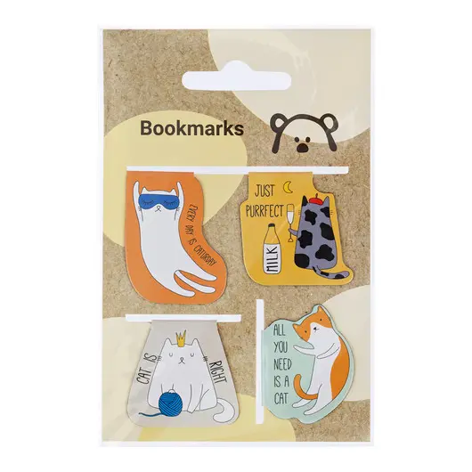 Закладки магнитные для книг, 4шт., MESHU &quot;Right cat&quot;, фото 1