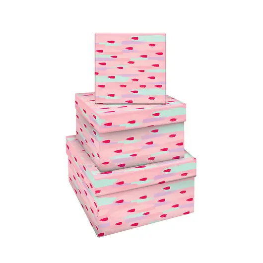 Набор квадратных коробок 3в1, MESHU &quot;Stylish pink&quot;, (19,5*19,5*11-15,5*15,5*9см), фото 1