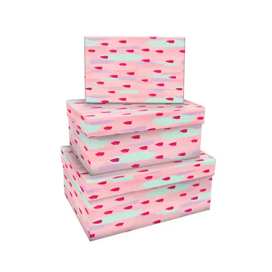 Набор прямоугольных коробок 3в1, MESHU &quot;Stylish pink&quot;, (19*12*7,5-15*10*5см), фото 1