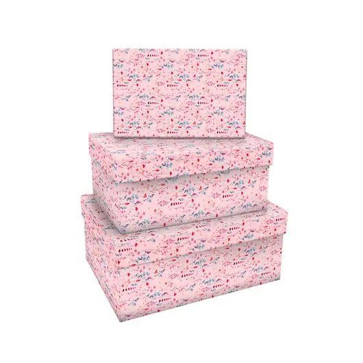 Набор прямоугольных коробок 3в1, MESHU &quot;Pastel pink&quot;, отд.фольгой, (19*12*7,5-15*10*5см), фото 1