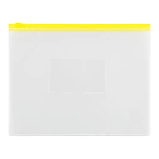 Папка-конверт на молнии OfficeSpace A5, прозрачная, 150мкм, молния желтая, фото 1