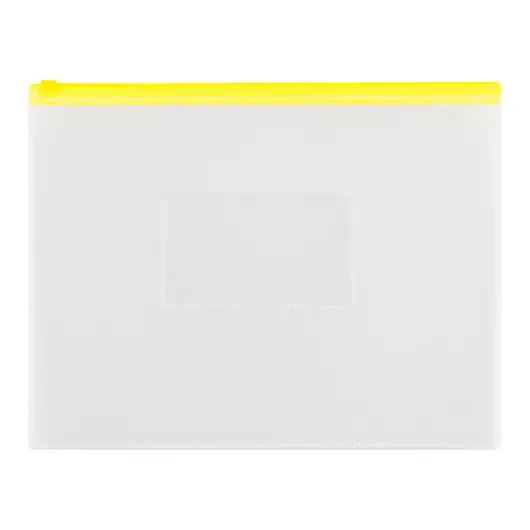 Папка-конверт на молнии OfficeSpace A4, прозрачная, 150мкм, молния желтая, фото 1