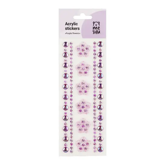 Наклейки акриловые MESHU &quot;Purple flowers&quot;, 25*8,3см, фото 1