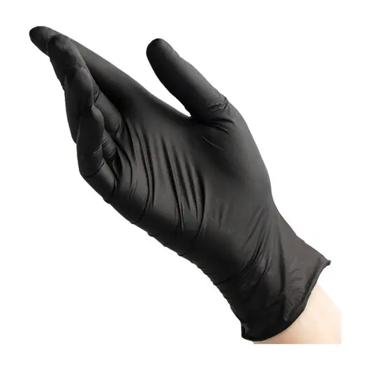 Перчатки нитриловые смотровые КОМПЛЕКТ 50 пар (100 шт.), размер M (средний), черные, BENOVY Nitrile Chlorinated, фото 2