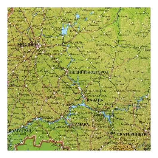 Карта России физическая 116х80 см, 1:7,5М, с ламинацией, интерактивная, европодвес, BRAUBERG, 112393, фото 2