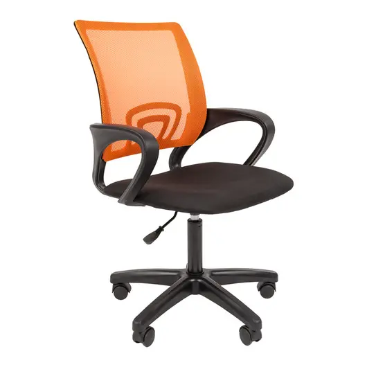Кресло оператора Helmi HL-M96 R &quot;Airy&quot;, спинка сетка оранжевая/сиденье ткань черная, пиастра, фото 1