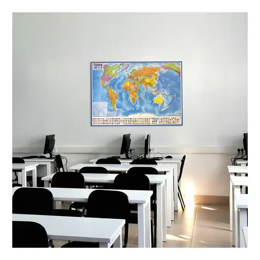Карта мира политическая 117х80 см, 1:28М, с ламинацией, интерактивная, европодвес, BRAUBERG, 112384, фото 7