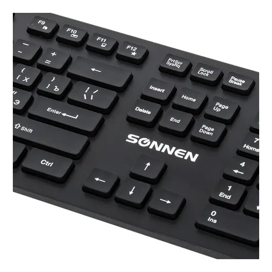 Клавиатура проводная SONNEN KB-8280,USB,104 плоские клавиши,черная,код 1С, 513510, фото 3