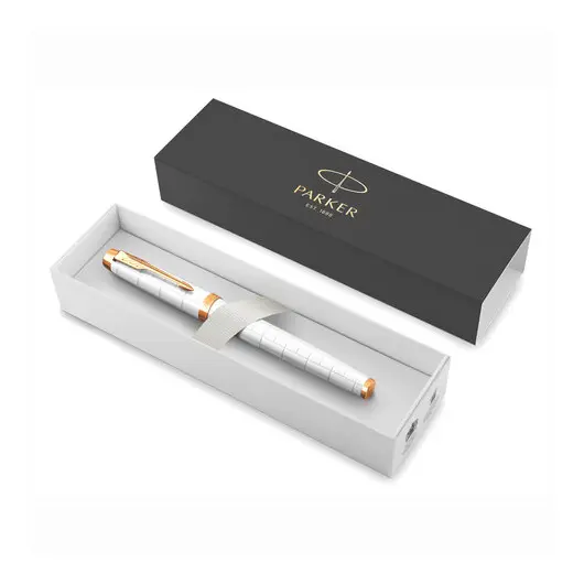 Ручка-роллер PARKER &quot;IM Premium Pearl GT&quot;, корпус жемчужный лак, позолоченные детали, черная, 2143646, фото 3