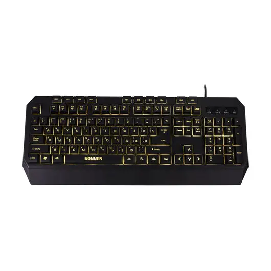 Клавиатура проводная игровая SONNEN KB-7700,USB,117клавиш,10 програм-х, подсветка, черная,513512, фото 8