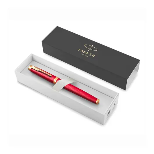 Ручка-роллер PARKER &quot;IM Premium Red GT&quot;, корпус красный лак, позолоченные детали, черная, 2143647, фото 3