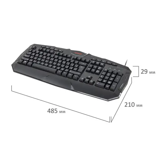 Клавиатура проводная игровая SONNEN Q9M, USB, 114 клавиш, 3 цвета подсветки, черная, 513511, фото 10