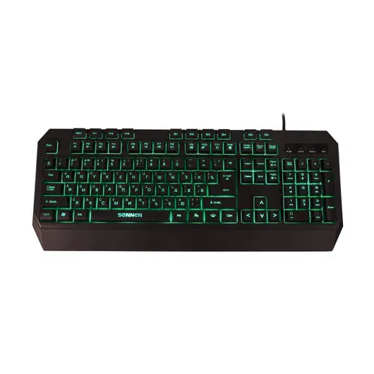 Клавиатура проводная игровая SONNEN KB-7700,USB,117клавиш,10 програм-х, подсветка, черная,513512, фото 6