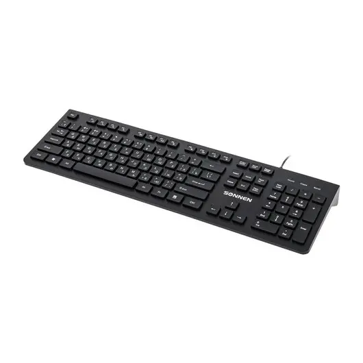 Клавиатура проводная SONNEN KB-8280,USB,104 плоские клавиши,черная,код 1С, 513510, фото 2