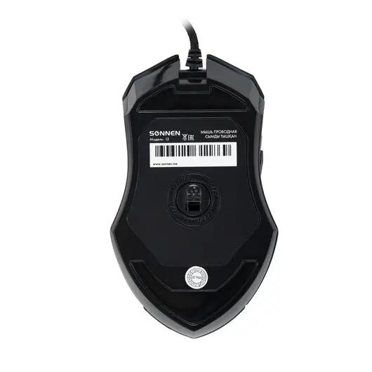 Мышь проводная игровая SONNEN I3, пластик, 6 кнопок, 800-2400 dpi, LED-подсветка, черная,513523, фото 15