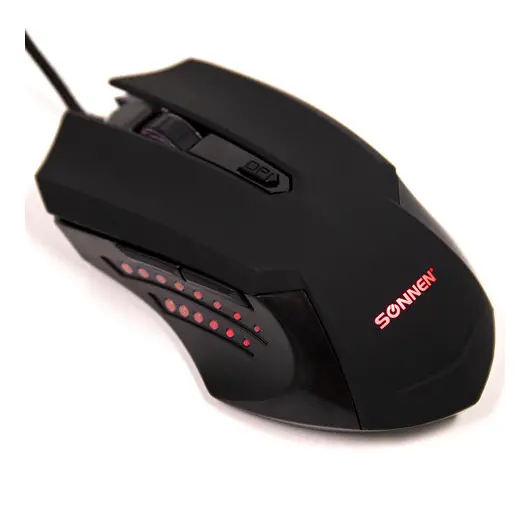 Мышь проводная игровая SONNEN I3, пластик, 6 кнопок, 800-2400 dpi, LED-подсветка, черная,513523, фото 8