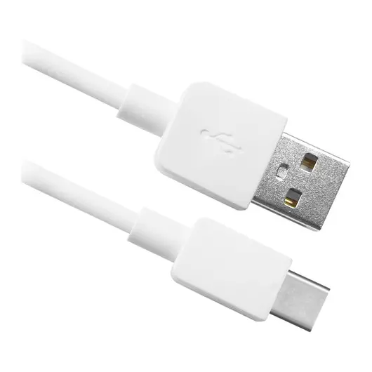Кабель Defender USB08-01C USB(AM) - C  Type, 2.1A output, 1m, белый, фото 1