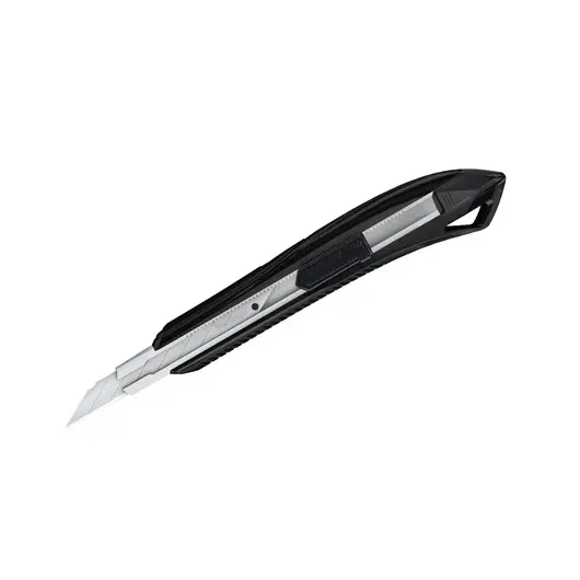 Нож канцелярский 9мм Berlingo &quot;Razzor 200&quot;, auto-lock, металл.направл., черный, европодвес, фото 1