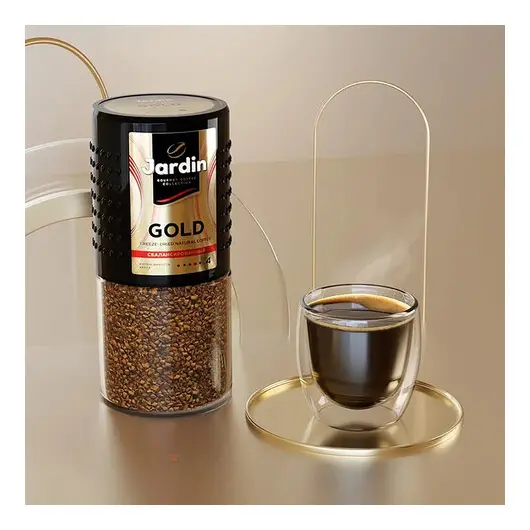Кофе растворимый JARDIN &quot;Gold&quot;, сублимированный, 190г, стеклянная банка, ш/к 16677, 1667-06, фото 1