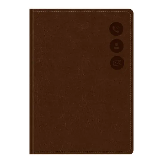 Телефонная книга А7, 64л., кожзам, OfficeSpace &quot;Nebraska&quot; коричневый с вырубкой, фото 1