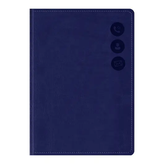 Телефонная книга А7, 64л., кожзам, OfficeSpace &quot;Nebraska&quot; темно-синий, с вырубкой, фото 1