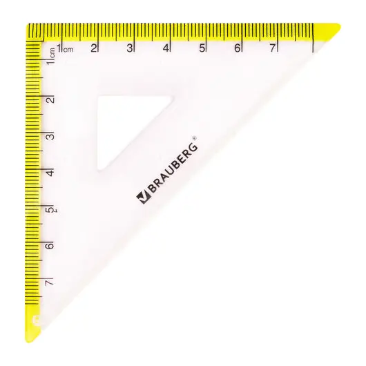 Набор чертежный малый BRAUBERG &quot;FRESH ZONE&quot; (линейка 15 см, 2 треугольника, транспортир), желтая шкала, 210762, фото 4