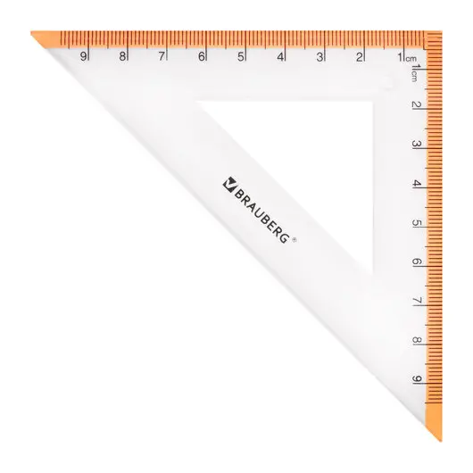 Набор чертежный средний BRAUBERG &quot;FRESH ZONE&quot; (линейка 20 см, 2 треугольника, транспортир), оранжевая шкала, 210763, фото 5