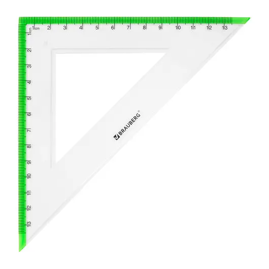 Набор чертежный большой BRAUBERG &quot;FRESH ZONE&quot; (линейка 30 см, 2 треугольника, транспортир) с салатовой шкалой, 210764, фото 5