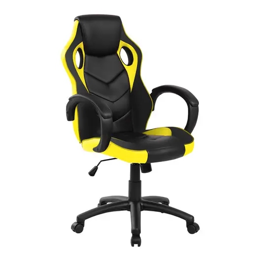 Кресло игровое Helmi HL-S07 &quot;Boost&quot;, экокожа/ткань черная/желтая, фото 1