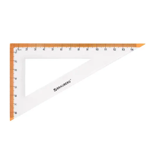 Набор чертежный средний BRAUBERG &quot;FRESH ZONE&quot; (линейка 20 см, 2 треугольника, транспортир), оранжевая шкала, 210763, фото 4