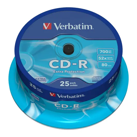 Диск CD-R 700Mb Verbatim 52x Cake Box (25шт), фото 1