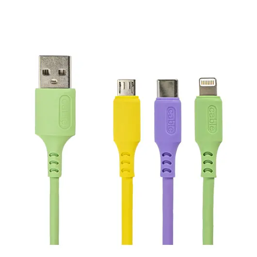 Кабель для зарядки 3 в 1 USB 2.0-Micro USB/Type-C/Lightning, 1 м, SONNEN, медь, 513562, фото 2