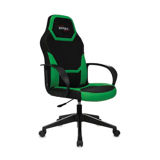 Кресло компьютерное BRABIX &quot;Alpha GM-018&quot;, ткань/экокожа, черное/зеленое, 532639, GM-018_532639, фото 1