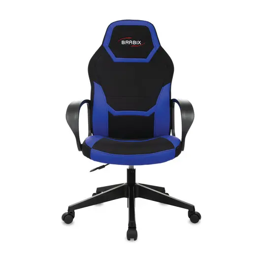 Кресло компьютерное BRABIX &quot;Alpha GM-018&quot;, ткань/экокожа, черное/синее, 532638, GM-018_532638, фото 4