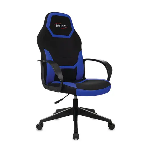 Кресло компьютерное BRABIX &quot;Alpha GM-018&quot;, ткань/экокожа, черное/синее, 532638, GM-018_532638, фото 1