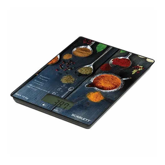 Весы кухонные SCARLETT SC-KS57P68, электронный дисплей, max вес 10 кг, тарокомпенсация, стекло, фото 2