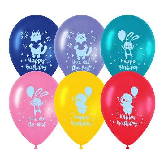 Воздушные шары,  25шт., М12/30см, MESHU &quot;Happy birthday&quot;, пастель, ассорти, фото 1