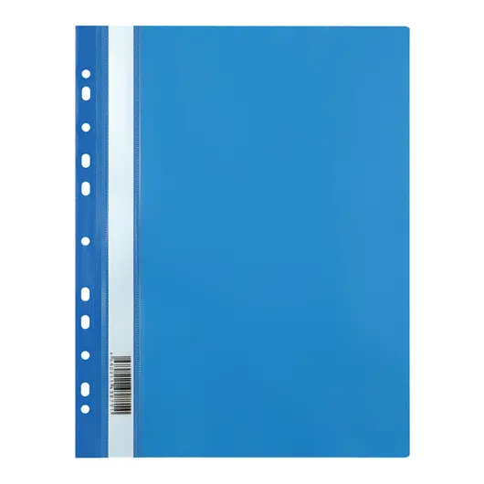 Папка-скоросшиватель пластик. перф. OfficeSpace, А4, 120мкм, синяя с прозр. верхом, фото 1