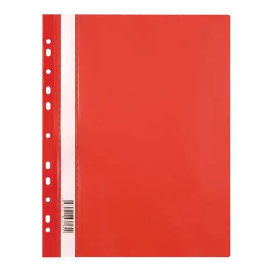 Папка-скоросшиватель пластик. перф. OfficeSpace, А4, 120мкм, красная с прозр. верхом, фото 1