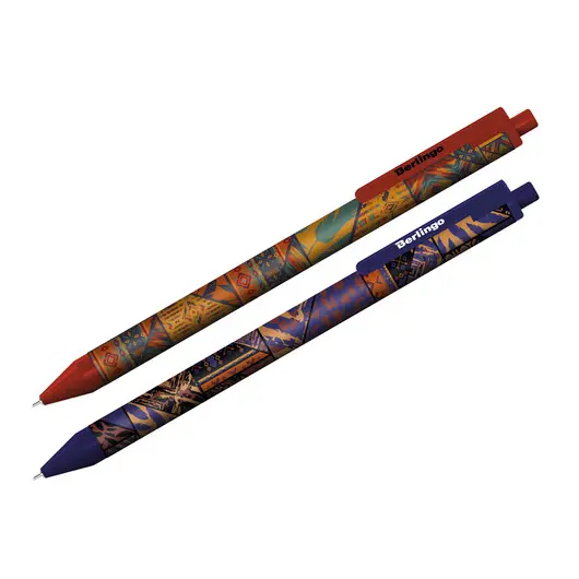 Ручка шариковая автоматическая Berlingo &quot;Tribe&quot; синяя, 0,7мм, грип, рисунок на корпусе, ассорти, фото 1