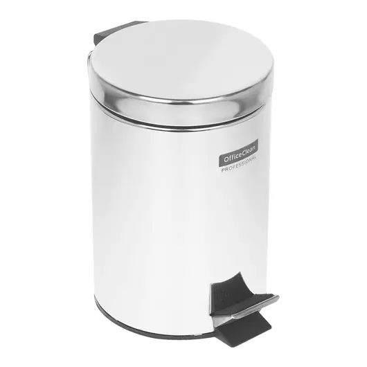 Ведро-контейнер для мусора (урна) OfficeClean Professional, 3л, нержавеющая сталь, хром, фото 1