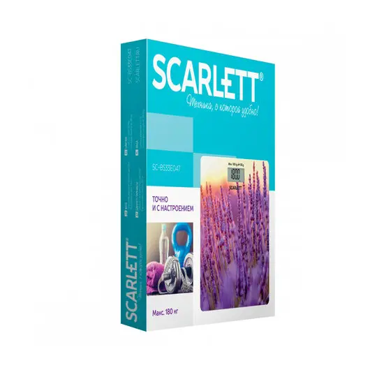 Весы напольные SCARLETT SC-BS33E047, электронные, вес до 180 кг, квадратные, стекло с рисунком, фото 3